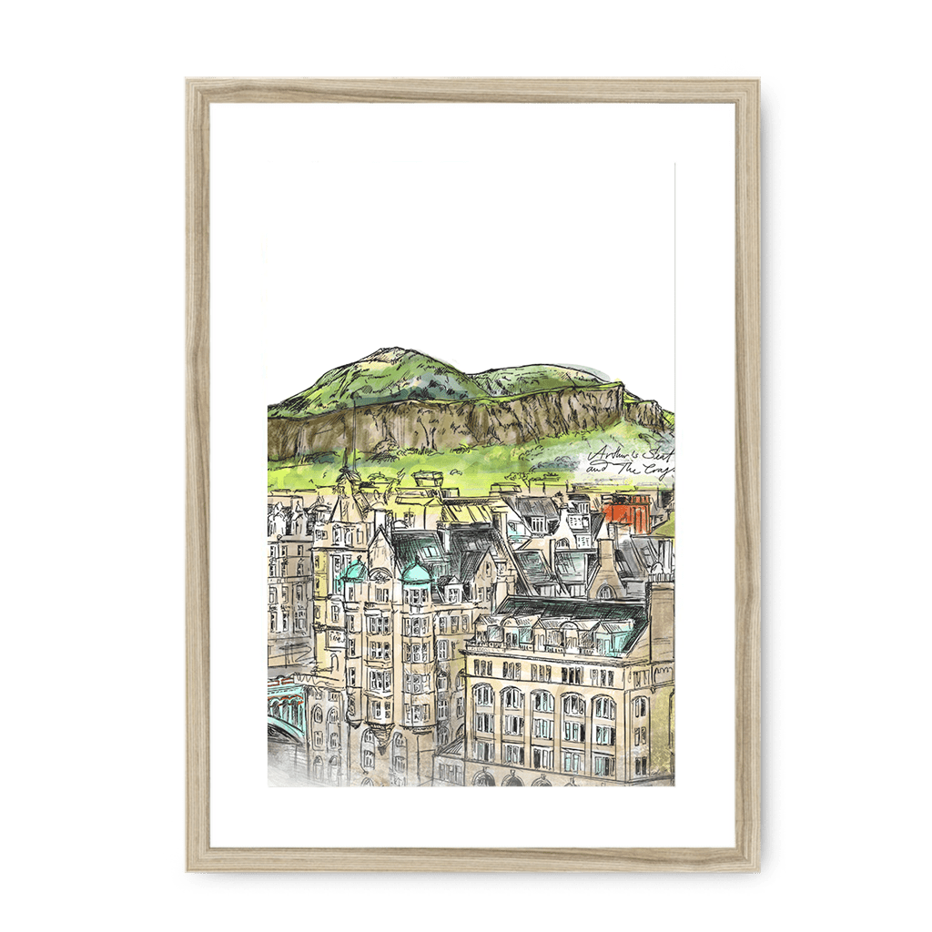 Arthurs Seat & The Crags Framed Print Essential Edinburgh A3 (297 X 420 mm) / Natural / White Mount Framed Print