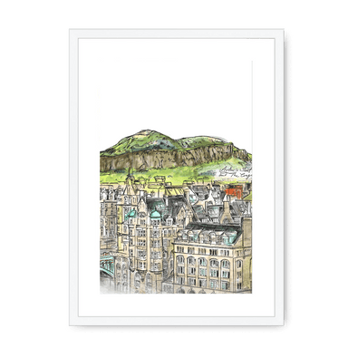 Arthurs Seat & The Crags Framed Print Essential Edinburgh A3 (297 X 420 mm) / White / White Mount Framed Print