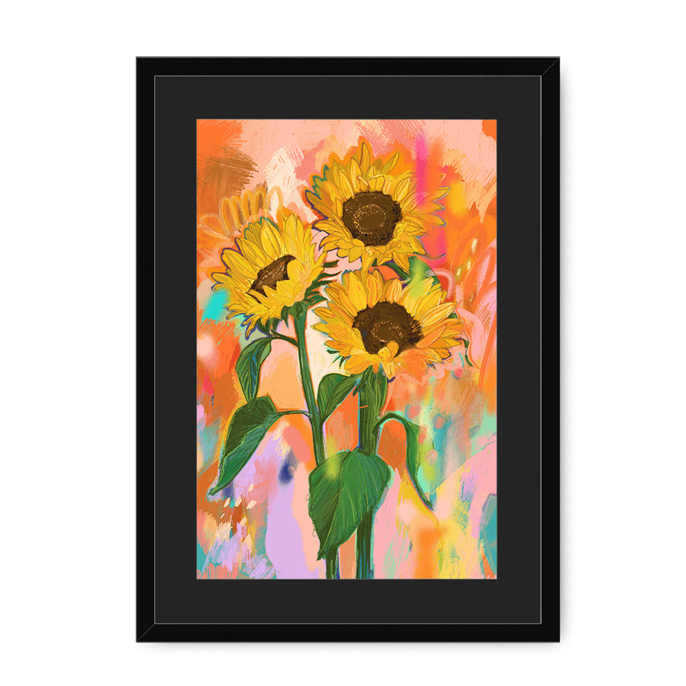 Chromatose Botanica - Sunflowers Framed Print Chromatose A3 (297 X 420 mm) / Black / Black Mount Framed Print