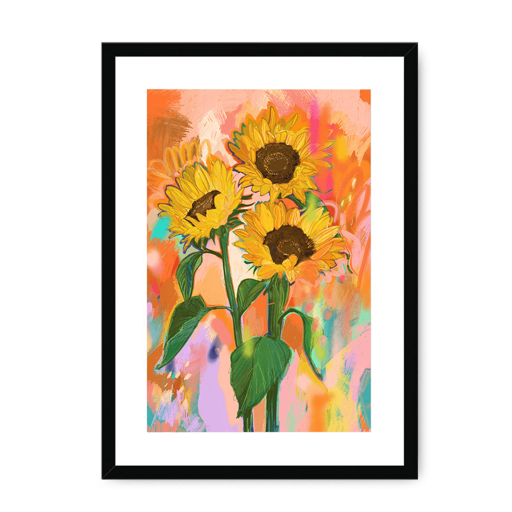 Chromatose Botanica - Sunflowers Framed Print Chromatose A3 (297 X 420 mm) / Black / White Mount Framed Print