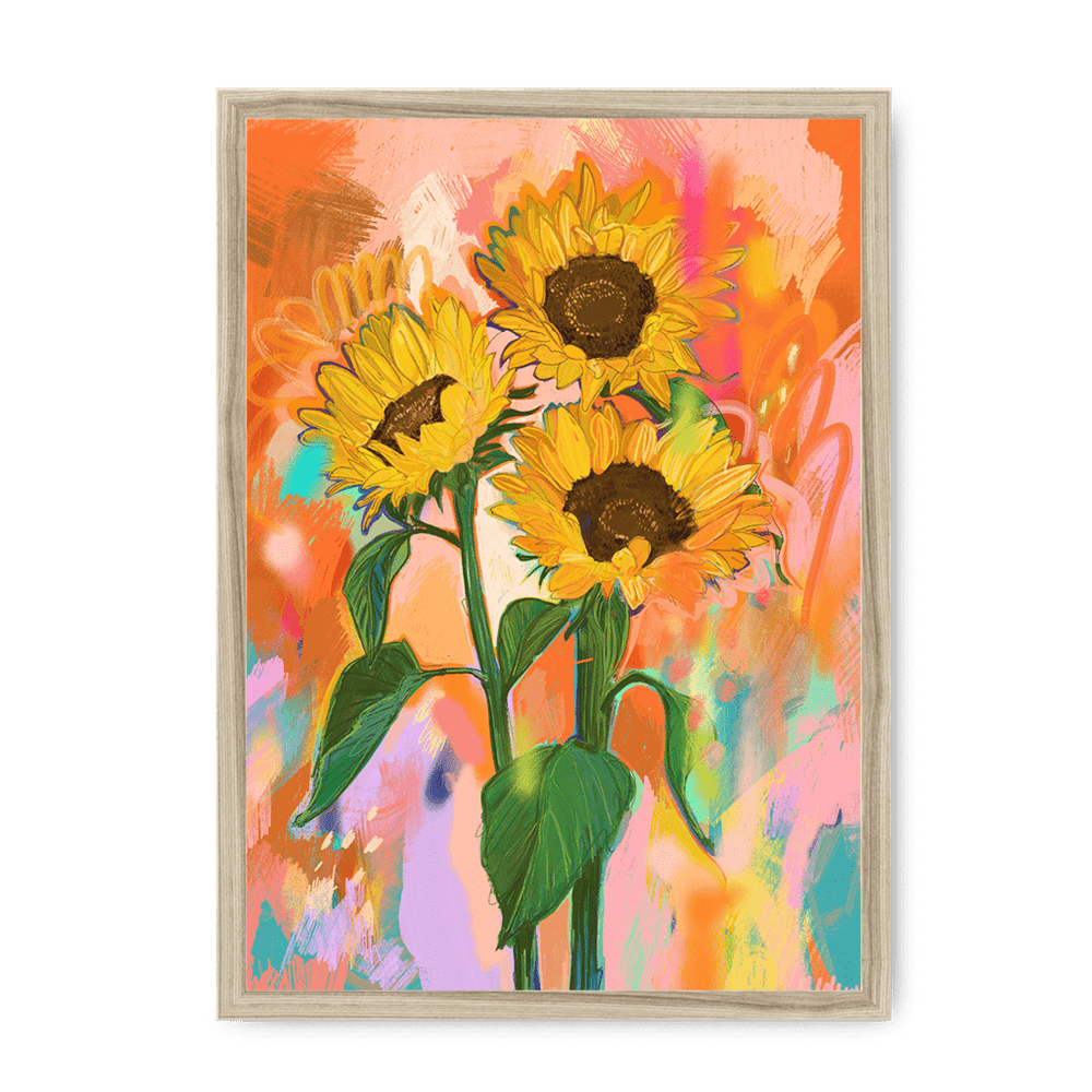 Chromatose Botanica - Sunflowers Framed Print Chromatose A3 (297 X 420 mm) / Natural / No Mount (All Art) Framed Print