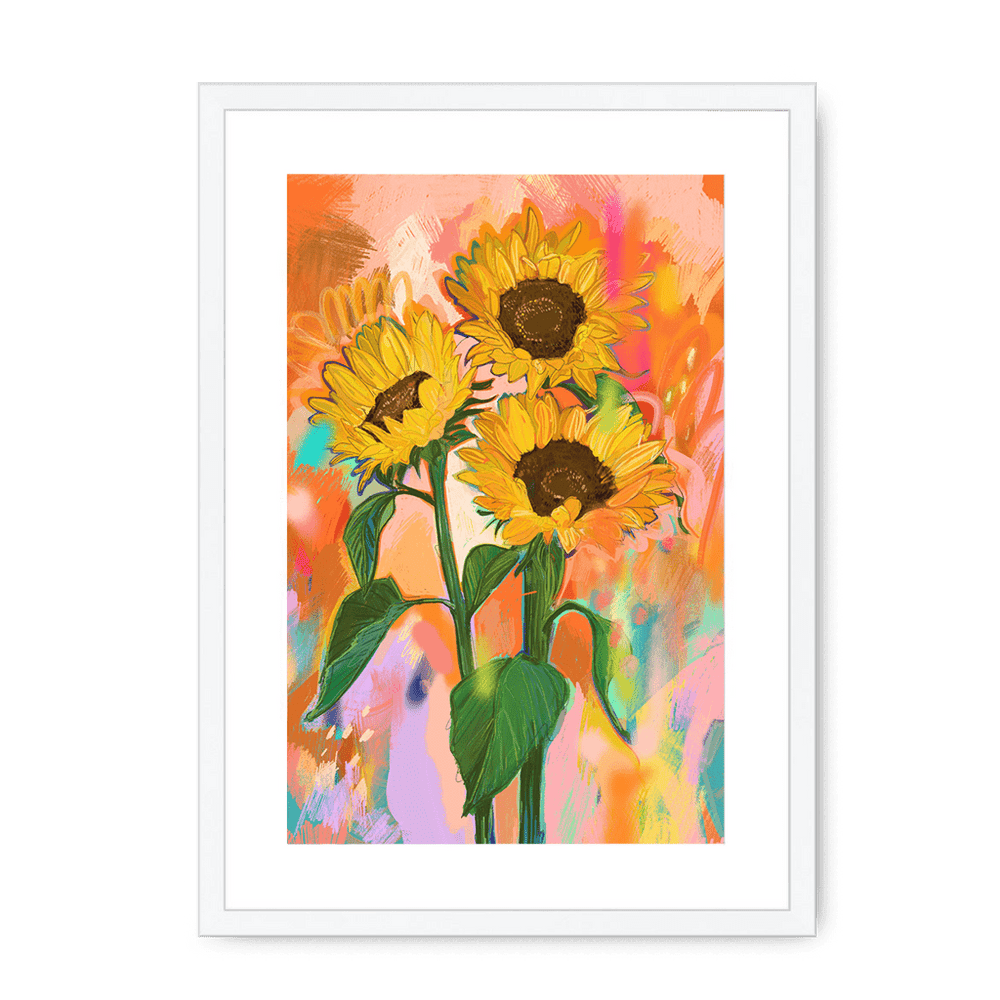 Chromatose Botanica - Sunflowers Framed Print Chromatose A3 (297 X 420 mm) / White / White Mount Framed Print