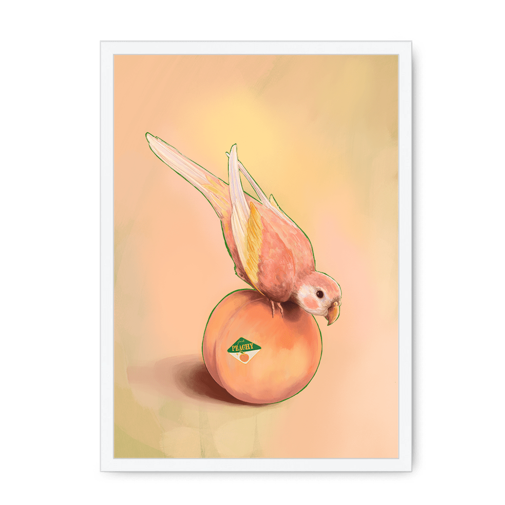 Peachy Parakeet Framed Print Sticky Beaks A3 (297 X 420 mm) / White / No Mount (All Art) Framed Print