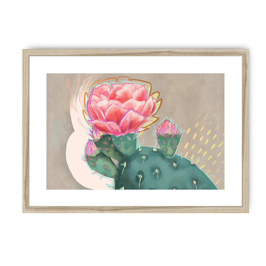 Prickly In Pink Framed Print Heat Flares A3 (297 X 420 mm) / Natural / White Mount Framed Print
