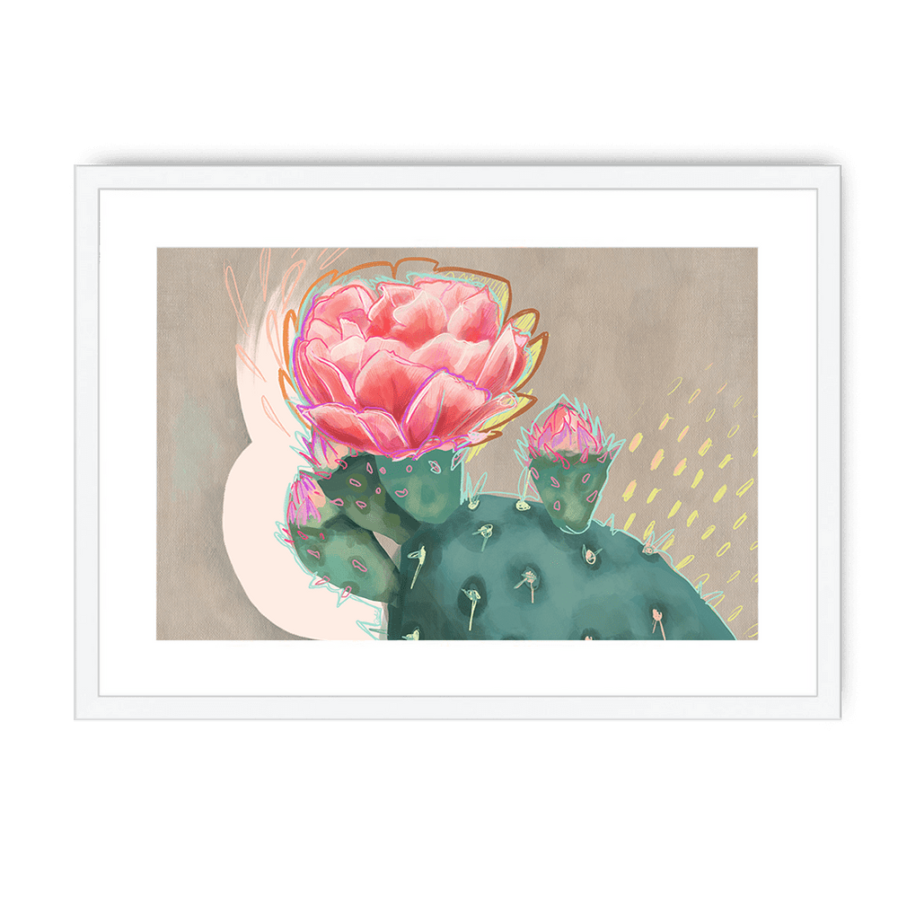 Prickly In Pink Framed Print Heat Flares A3 (297 X 420 mm) / White / White Mount Framed Print