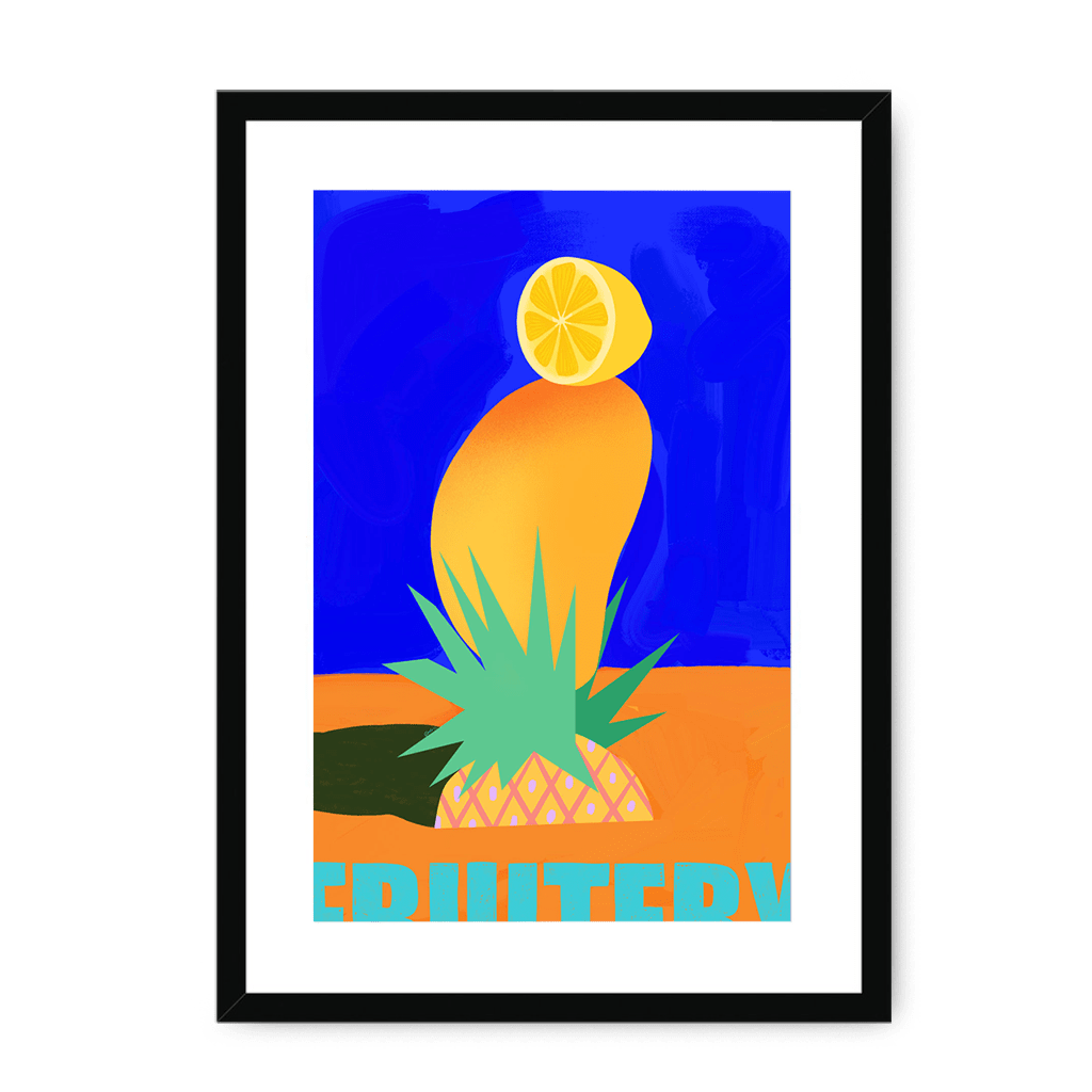 Fruitery Totem Blue Framed Print Intercontinental Fruitery A3 (297 X 420 mm) / Black / White Mount Framed Print