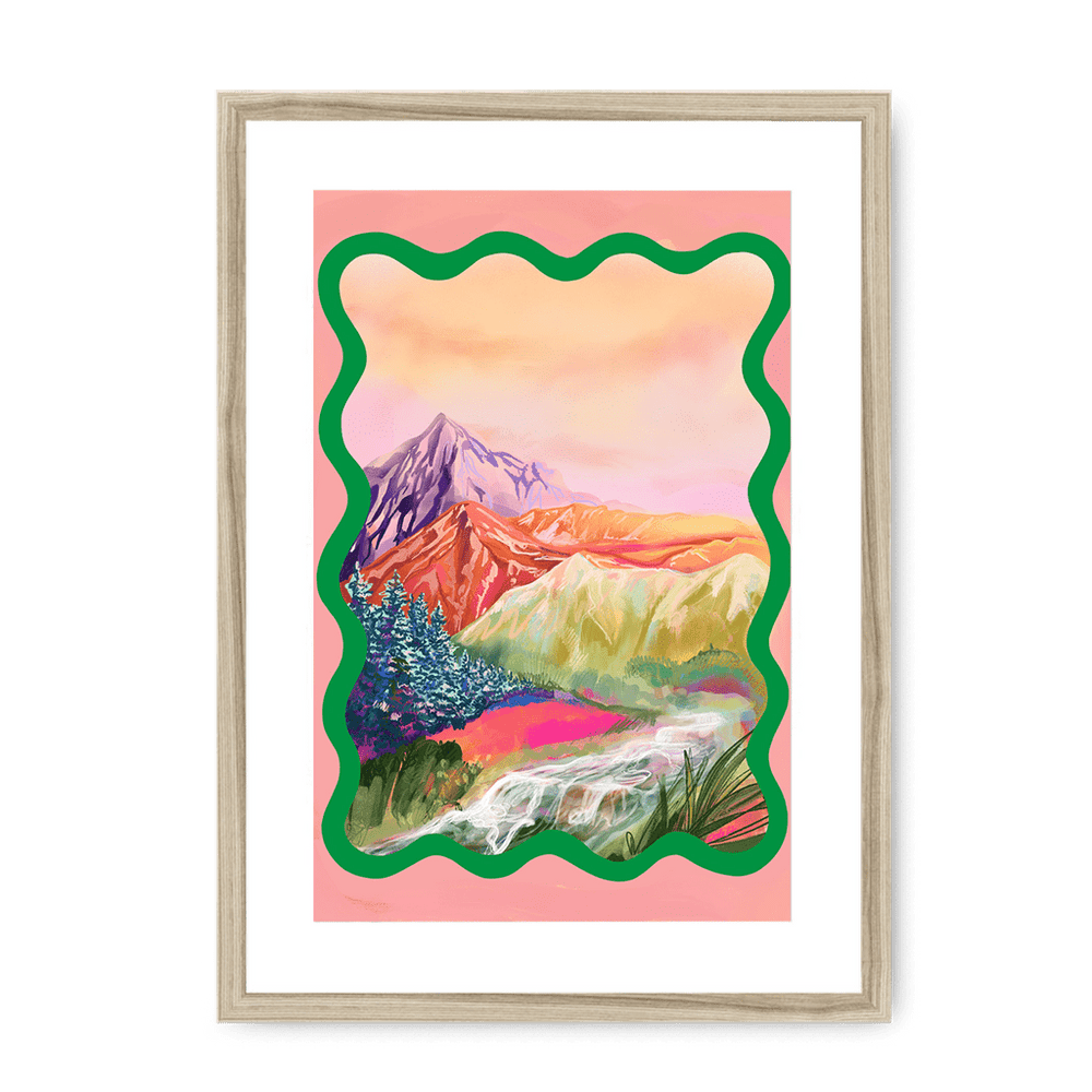 Pastel Peaks Framed Print Kitsch Kanaveral A3 (297 X 420 mm) / Natural / White Mount Framed Print