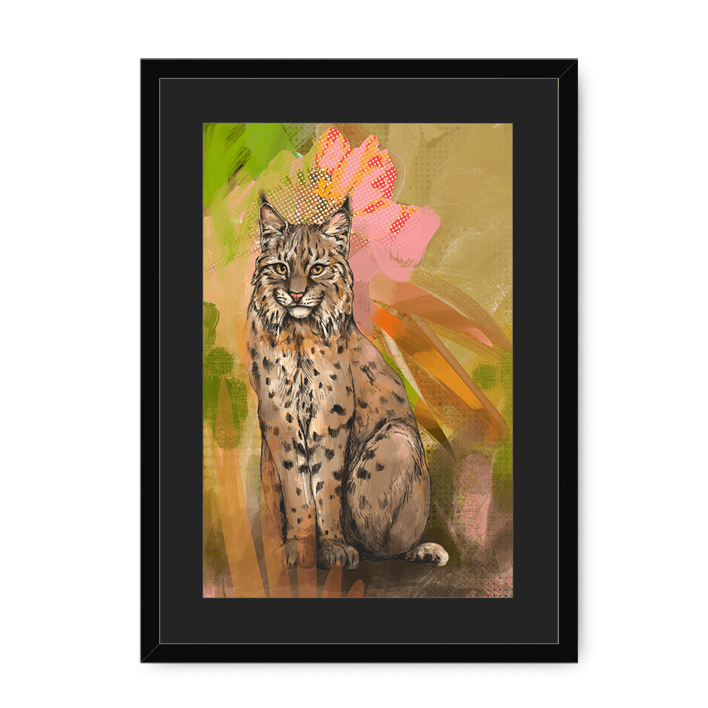 Bobcat Botanica Framed Print Pawky Paws A3 (297 X 420 mm) / Black / Black Mount Framed Print