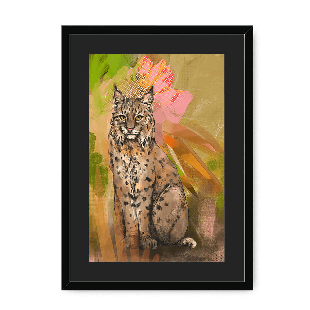 Bobcat Botanica Framed Print Pawky Paws A3 (297 X 420 mm) / Black / Black Mount Framed Print