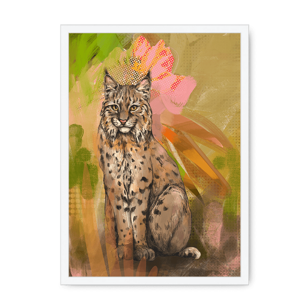 Bobcat Botanica Framed Print Pawky Paws A3 (297 X 420 mm) / White / No Mount (All Art) Framed Print