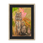 Bobcat Botanica Framed Print Pawky Paws A3 (297 X 420 mm) / Natural / Black Mount Framed Print