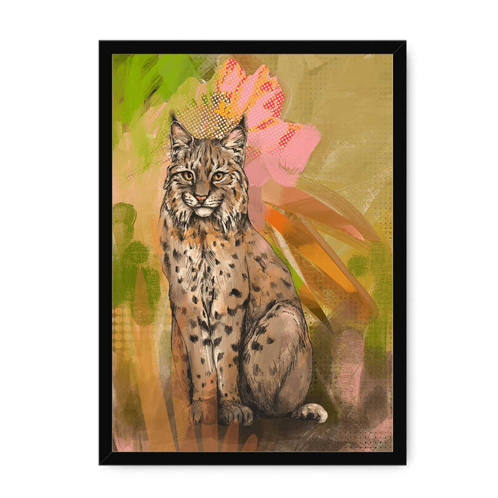 Bobcat Botanica Framed Print Pawky Paws A3 (297 X 420 mm) / Black / No Mount (All Art) Framed Print