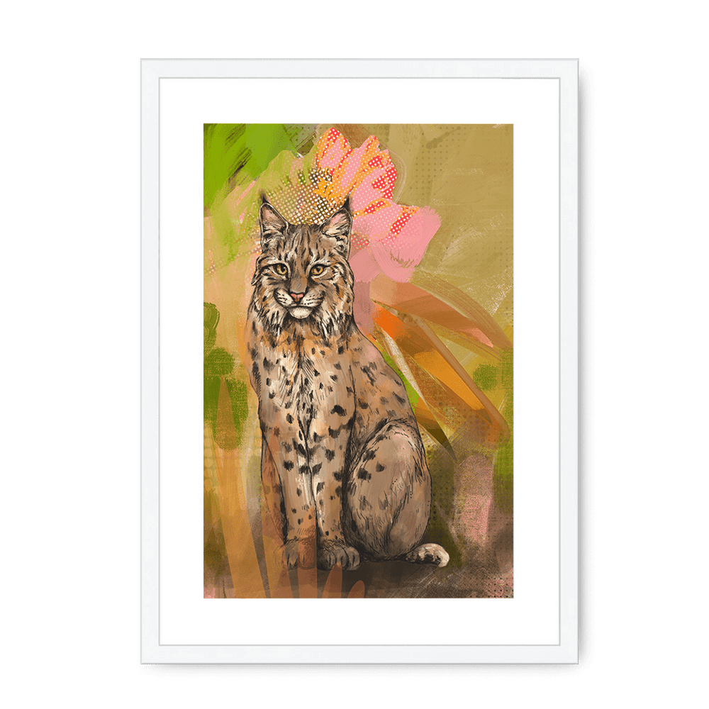 Bobcat Botanica Framed Print Pawky Paws A3 (297 X 420 mm) / White / White Mount Framed Print