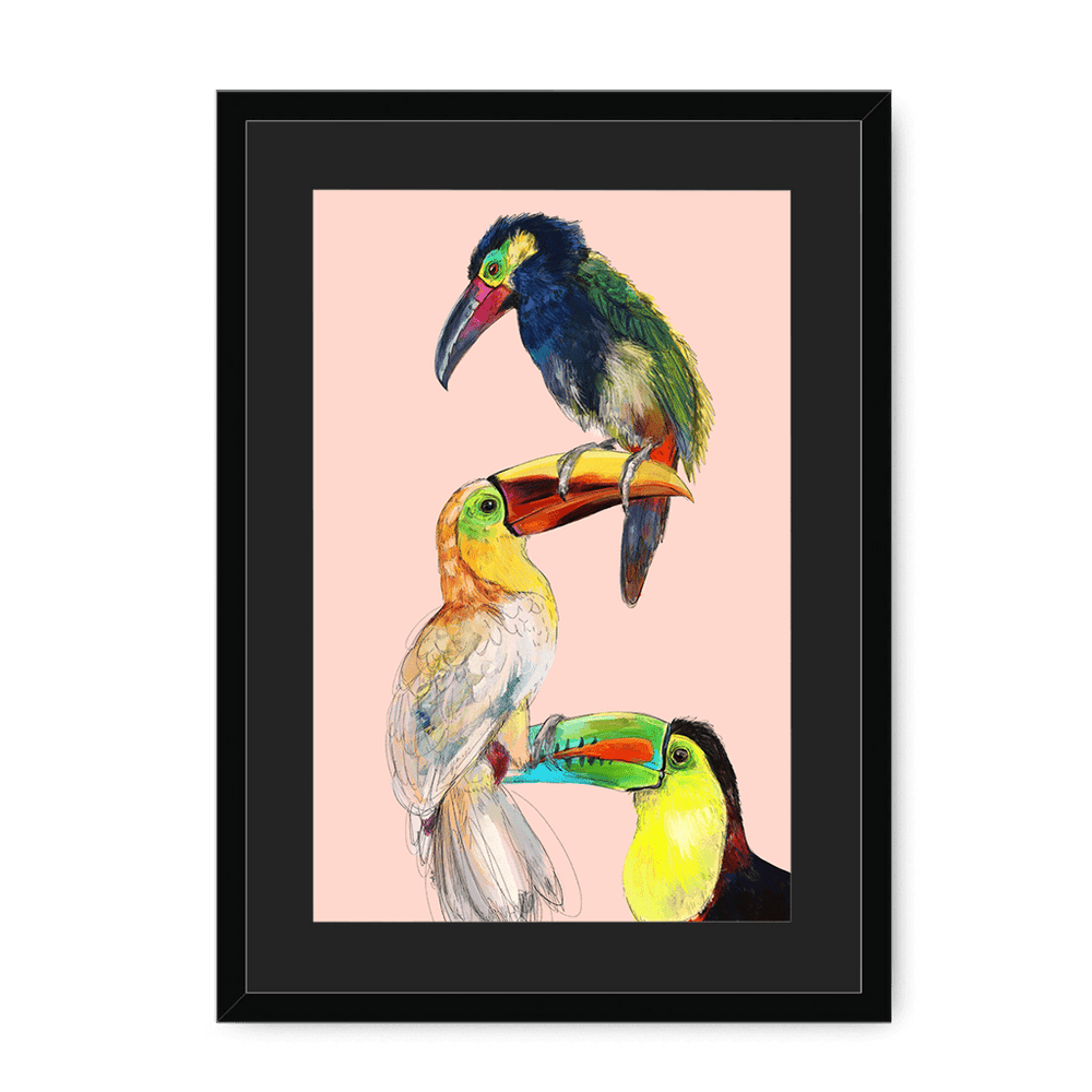 Tower Of Toucans Framed Print The Gathering A3 (297 X 420 mm) / Black / Black Mount Framed Print