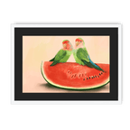 Watermelon Lovebirds Framed Print The Gathering A3 (297 X 420 mm) / White / Black Mount Framed Print