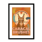 Caracal Brushes Giclée Framed with a Mount Print ADimals A3 Portrait / Black Frame Mounted Print