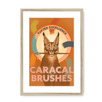 Caracal Brushes Giclée Framed with a Mount Print ADimals A3 Portrait / Natural Frame Mounted Print