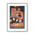 Lemur Chocolate Giclée Framed with a Mount Print ADimals A3 Portrait / Natural Frame Mounted Print