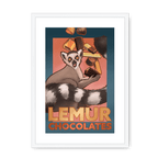 Lemur Chocolate Giclée Framed with a Mount Print ADimals A3 Portrait / White Frame Mounted Print