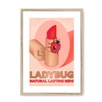 Ladybug Lipstick Giclée Framed with a Mount Print ADimals A3 Portrait / Natural Frame Mounted Print