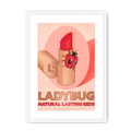 Ladybug Lipstick Giclée Framed with a Mount Print ADimals A3 Portrait / White Frame Mounted Print