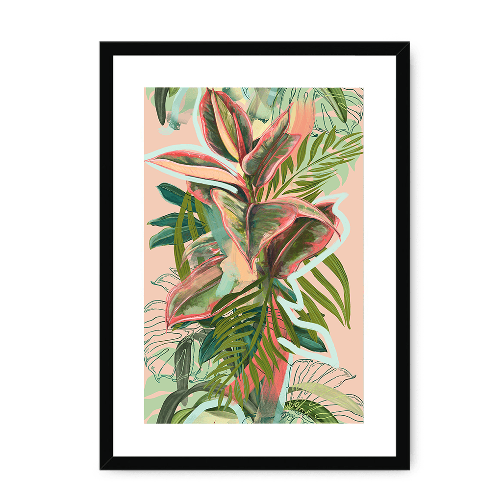 Ruby Rubber Jungle Framed Print WallFlowers A3 (297 X 420 mm) / Black / White Mount Framed Print