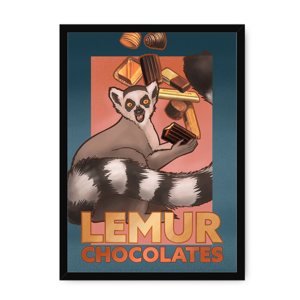 Lemur Chocolate Giclée Framed Print ADimals A4 Portrait / Black Frame Framed Print