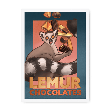 Lemur Chocolate Giclée Framed Print ADimals A4 Portrait / White Frame Framed Print