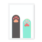 Paws Up Matte Framed Print Cat Cafe A4 Portrait / White Frame Framed Print