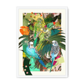 Blooming Budgerigars Matte Framed Print The Gathering A4 Portrait / White Frame Framed Print