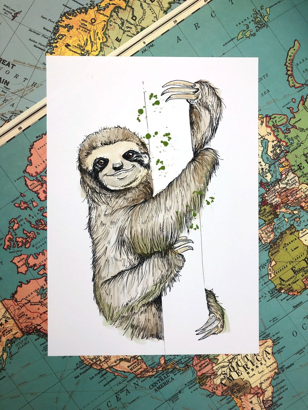 Sloth Matte Art Print Fluffy Tails & a Sloth A4 (21 X 29.7 cm) Art Print