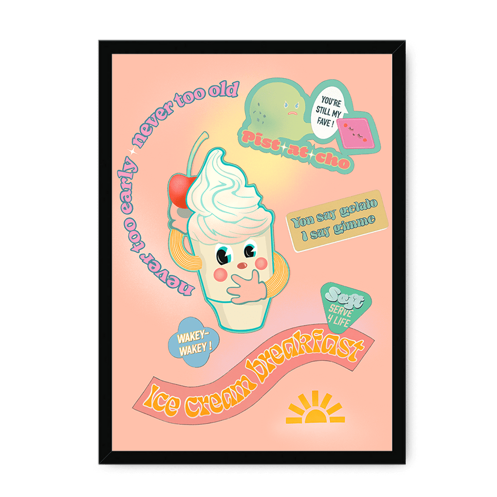 Ice Cream Breakfast Framed Print Favourite Things A4 Portrait / Black Frame Framed Print