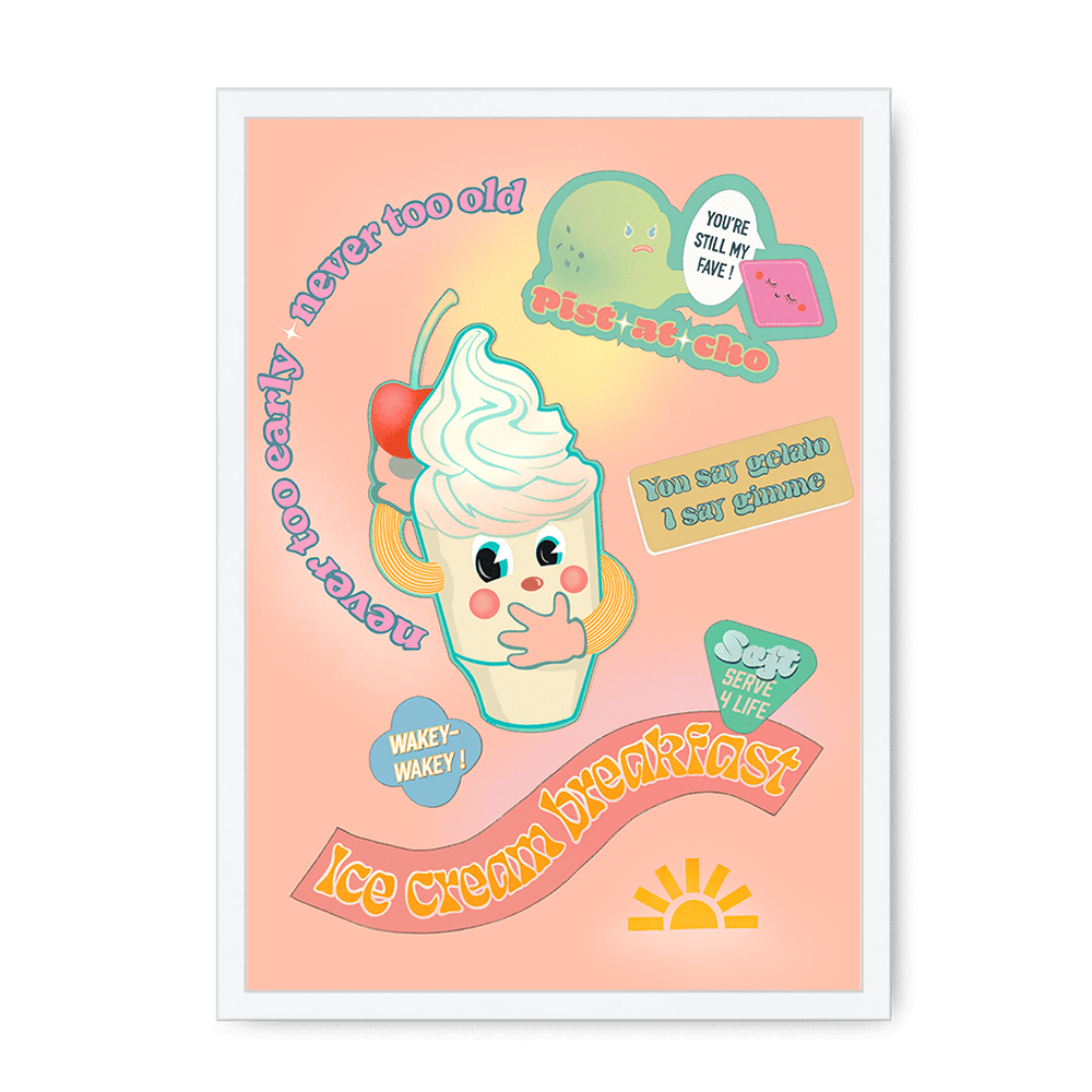 Ice Cream Breakfast Framed Print Favourite Things A4 Portrait / White Frame Framed Print