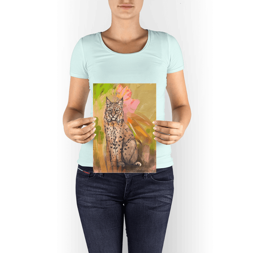 Bobcat Botanica Giclée Art Print Pawky Paws A4 (21 X 29.7 cm) Art Print