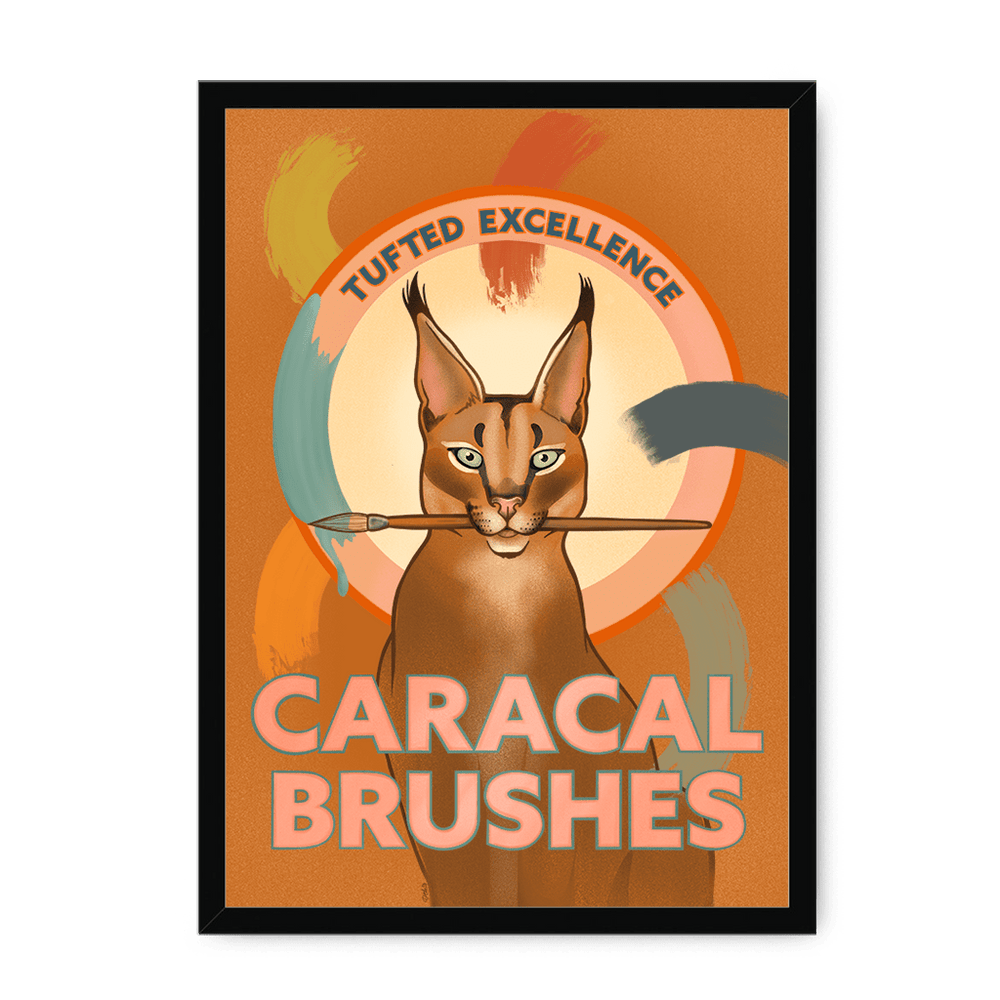 Caracal Brushes Giclée Framed Print ADimals A4 Portrait / Black Frame Framed Print