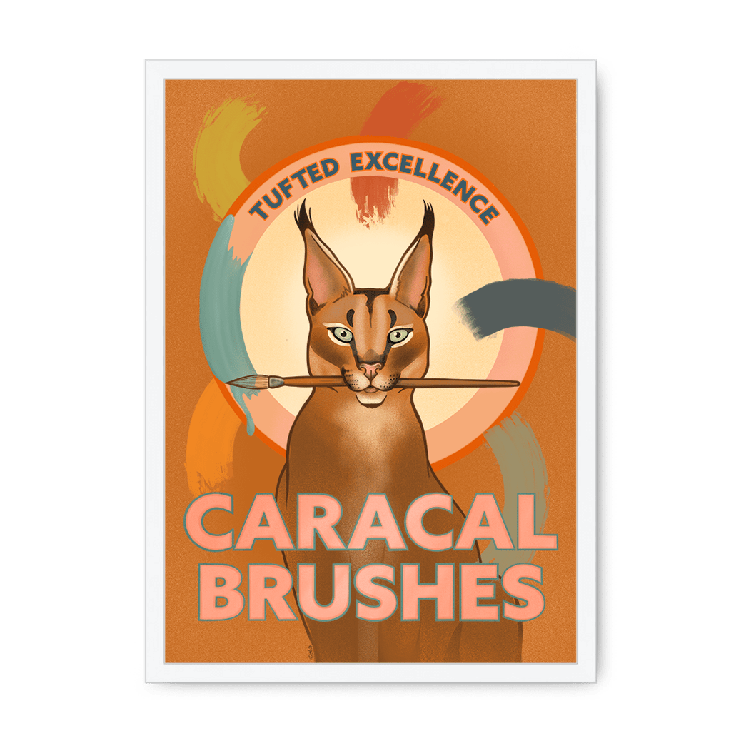 Caracal Brushes Giclée Framed Print ADimals A4 Portrait / White Frame Framed Print