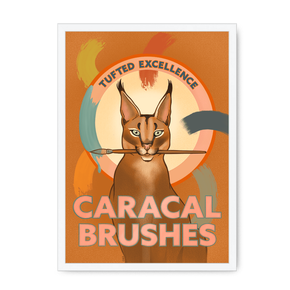 Caracal Brushes Giclée Framed Print ADimals A4 Portrait / White Frame Framed Print