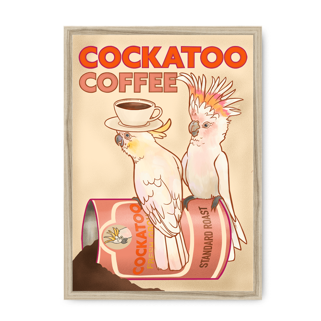 Cockatoo Coffee Giclée Framed Print ADimals A4 Portrait / Natural Frame Framed Print