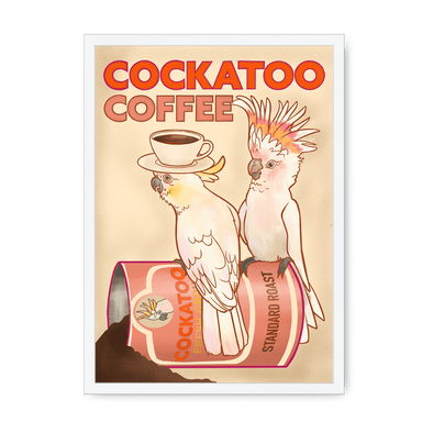 Cockatoo Coffee Giclée Framed Print ADimals A4 Portrait / White Frame Framed Print