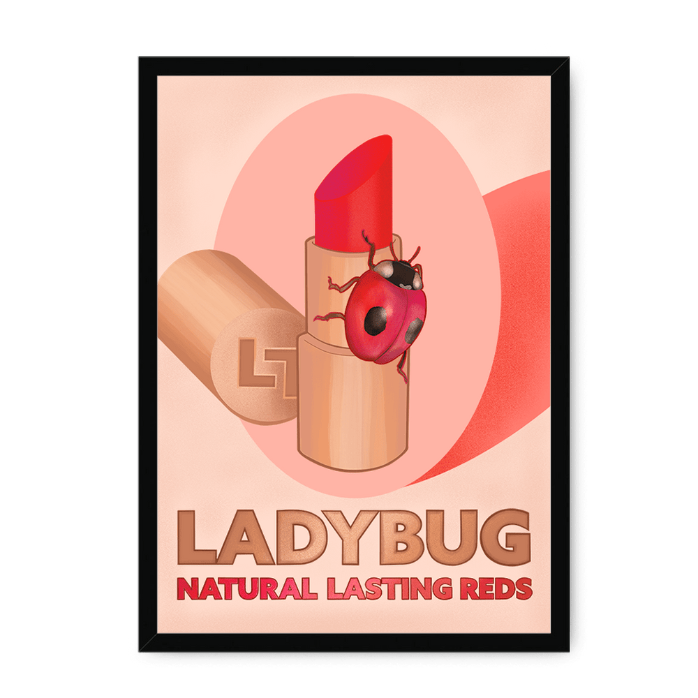 Ladybug Lipstick Giclée Framed Print ADimals A4 Portrait / Black Frame Framed Print