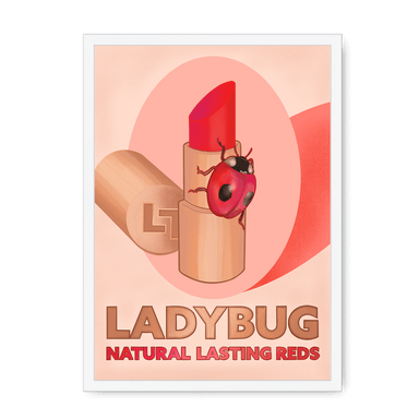 Ladybug Lipstick Giclée Framed Print ADimals A4 Portrait / White Frame Framed Print