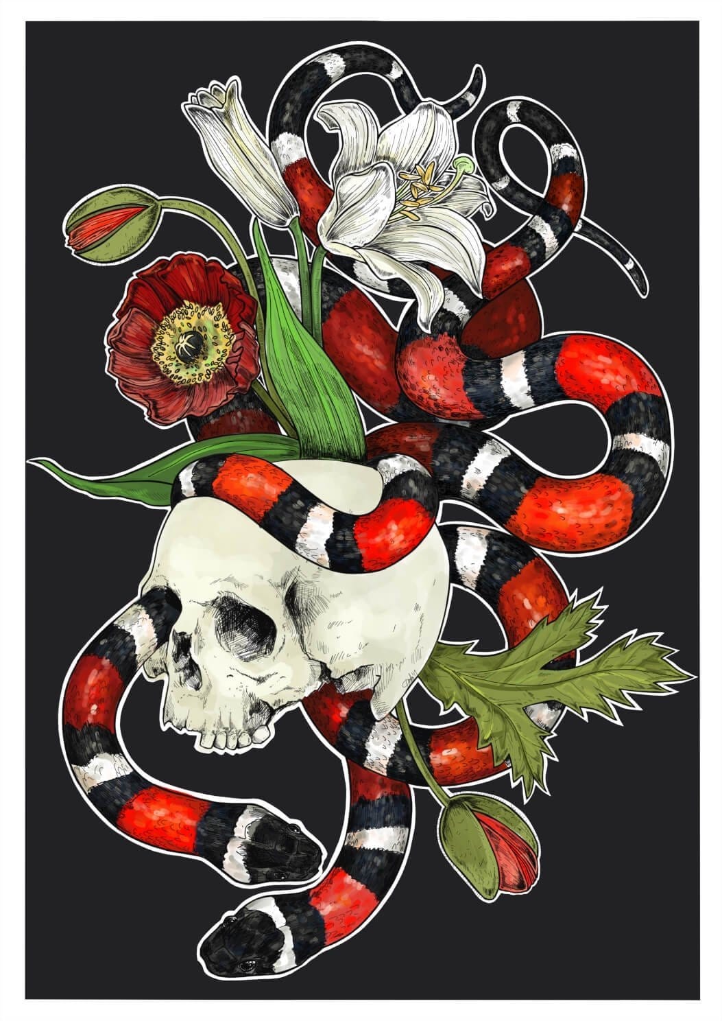 Snakes Of Creation - Death Matte Art Print Snakes & Adders Art Print