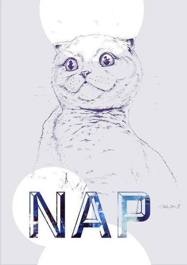 Nap Kitty Matte Art Print Cat Cafe A5 (14.8 X 21 cm) Art Print