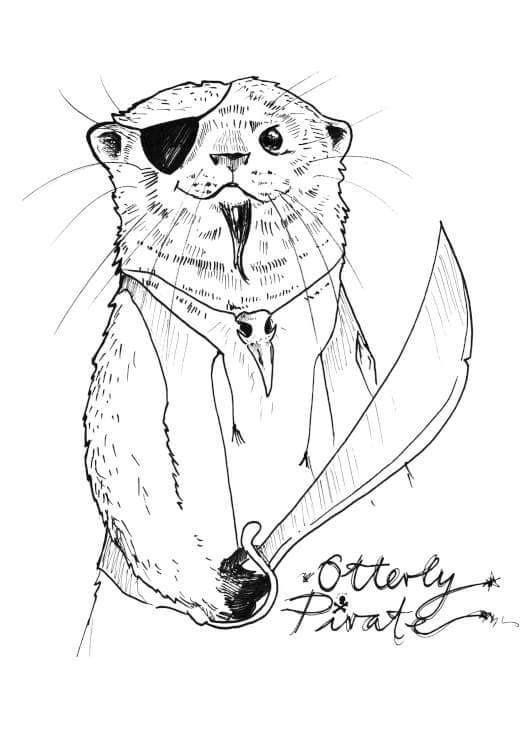 Otterley Pirate Matte Art Print Ink Drawings A5 (14.8 X 21 cm) Art Print