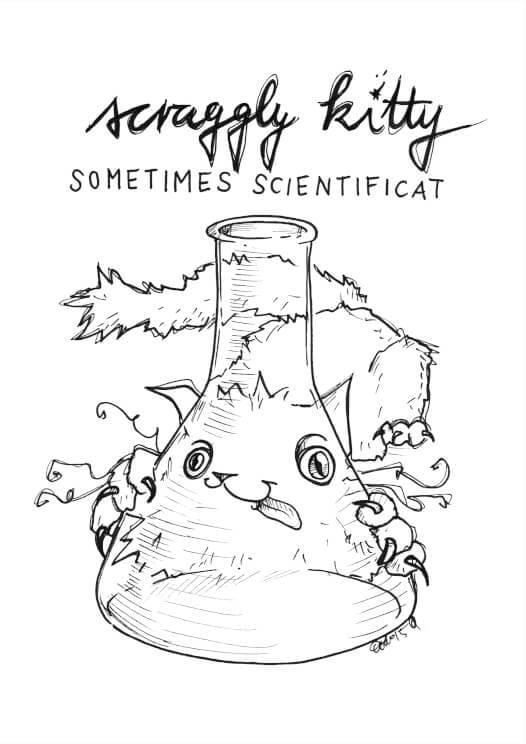 Scraggly Kitty Sometimes Scientificat Matte Art Print Scraggly Kitty A5 (14.8 X 21 cm) Art Print