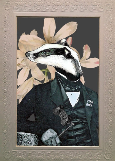 Badger In A Suit Matte Art Print Animals In Suits Art Print