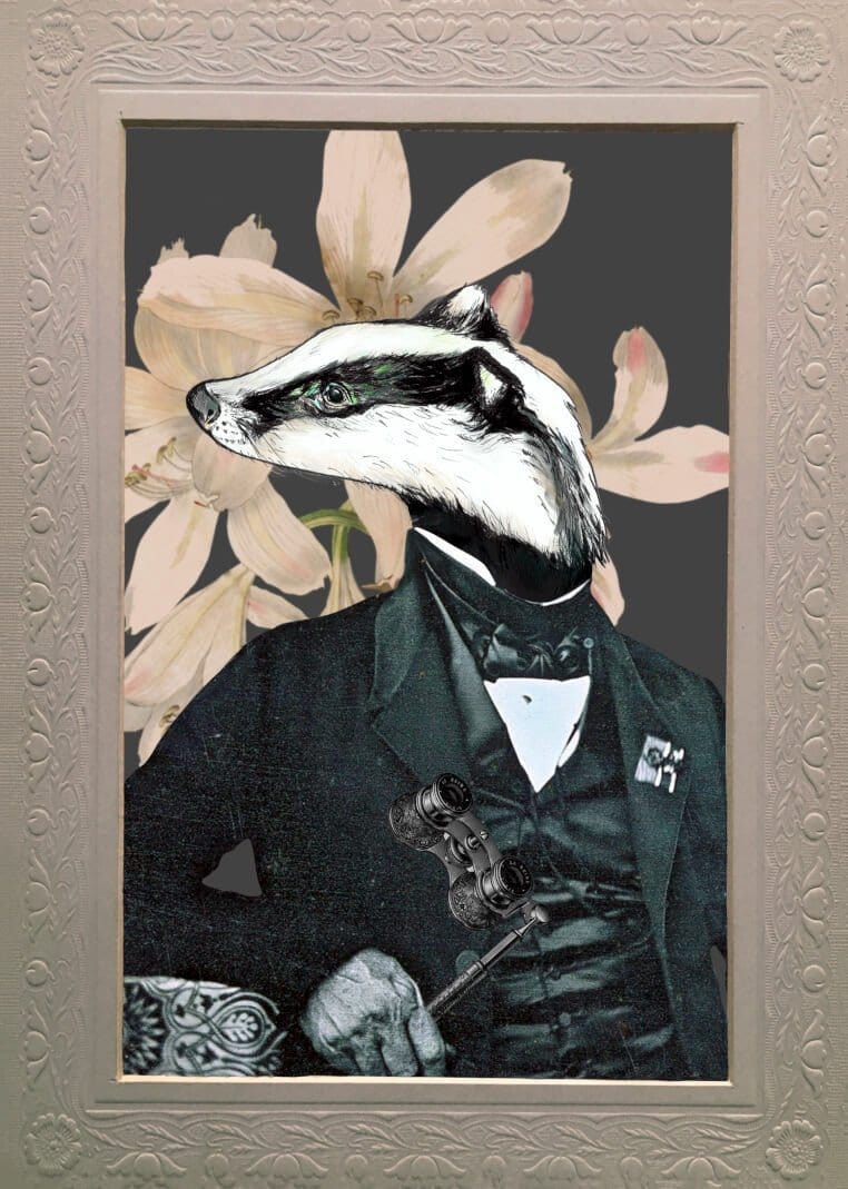 Badger In A Suit Matte Art Print Animals In Suits Art Print
