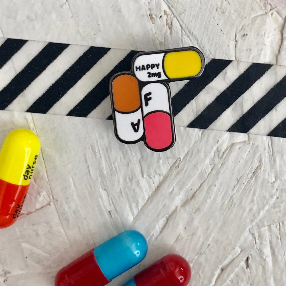 Happy AF Pill Pin Pins by diedododa Pin