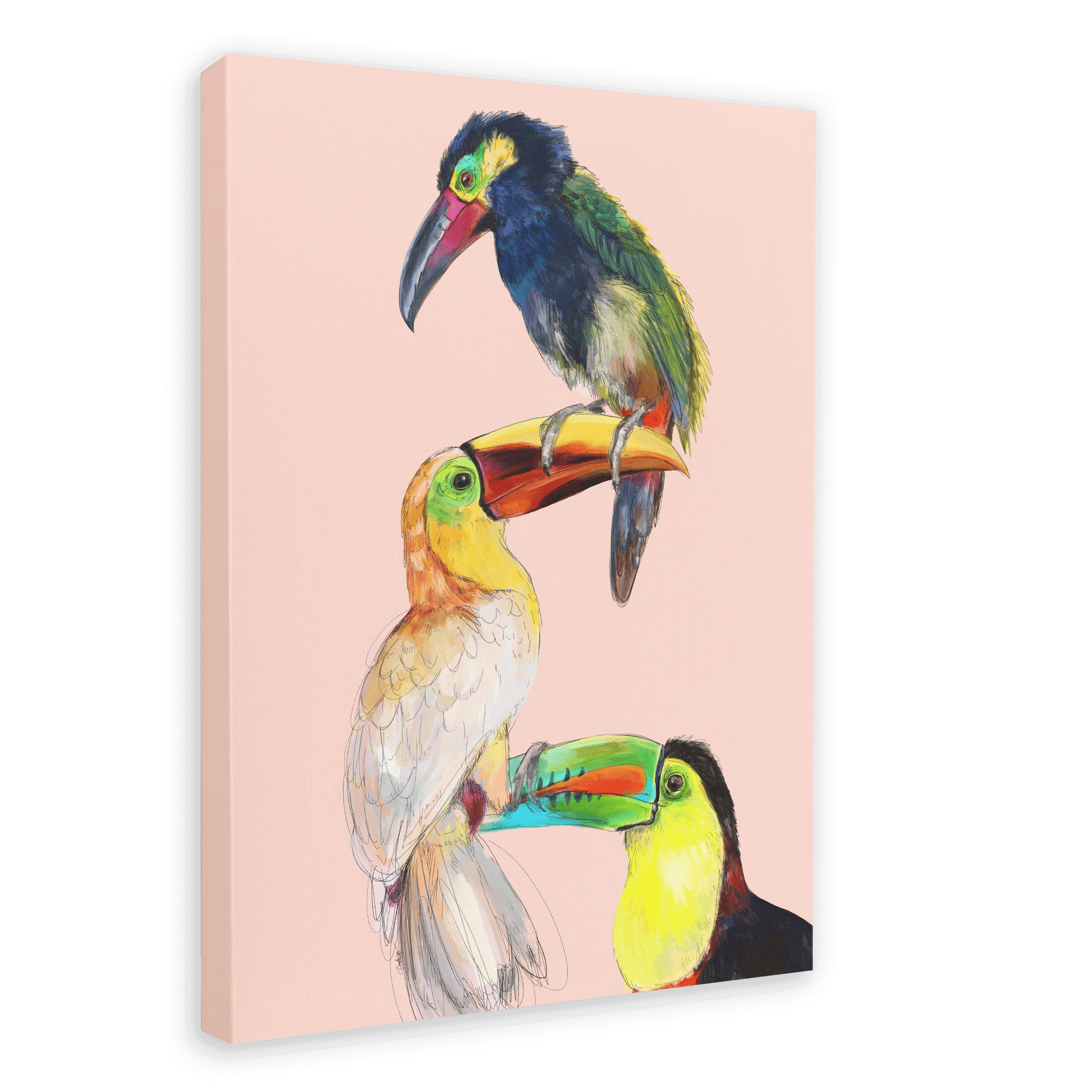 Tower Of Toucans Canvas Print The Gathering 28"x40"(70x100 cm) Canvas Print