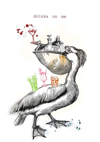 Drinks On Me Pelican Greeting Card Telegram Greeting Cards Card